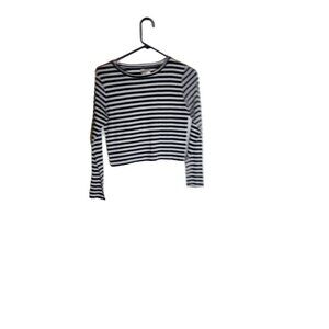 Divided by H&M Basic Striped Ribbed Top Black & White Small